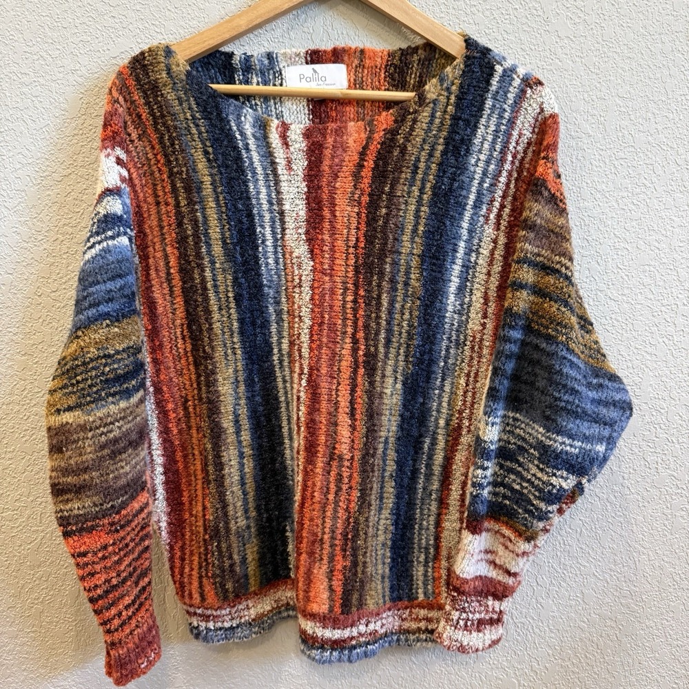 Palila San Francisco Vertical Striped Space Dyed Sweater Boatneck Women's Large